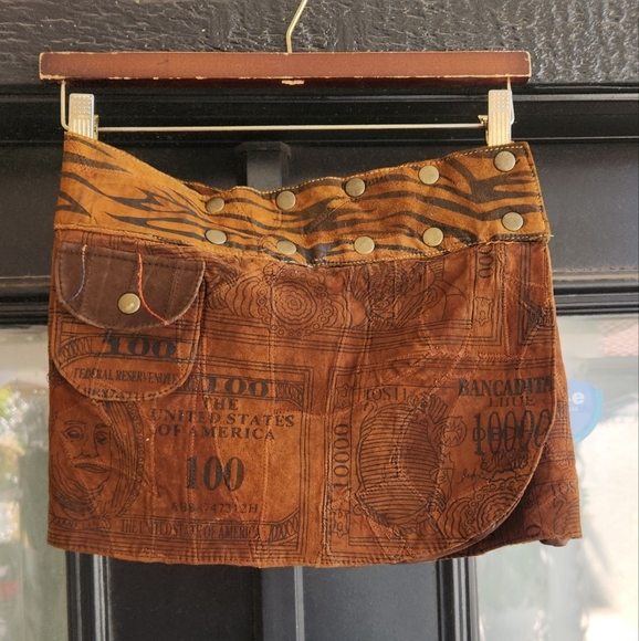 The Earth Dance Snap Leather Wrap Mini Skirt - Picture 7 of 7